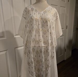 White Waves Geometric Kaftan